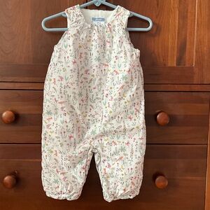 Jacadi Paris White Liberty of London Woodland Print Quilted Romper Sz 12 M